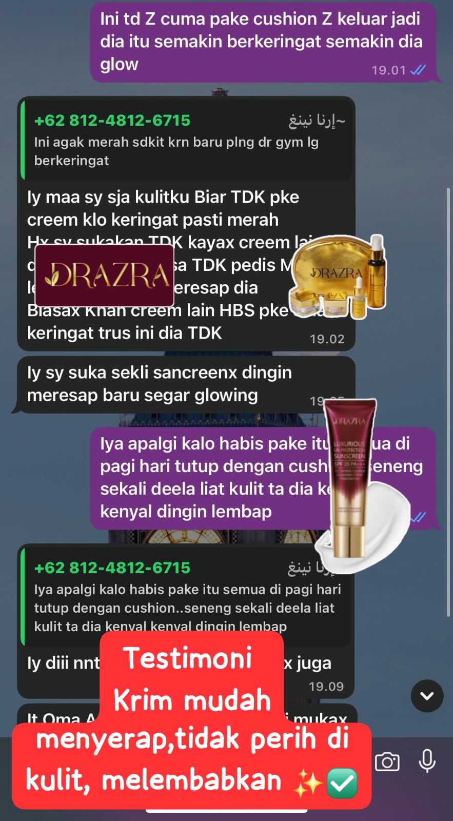 Testimoni pelanggan DRAZRA dari landing page Sahrini