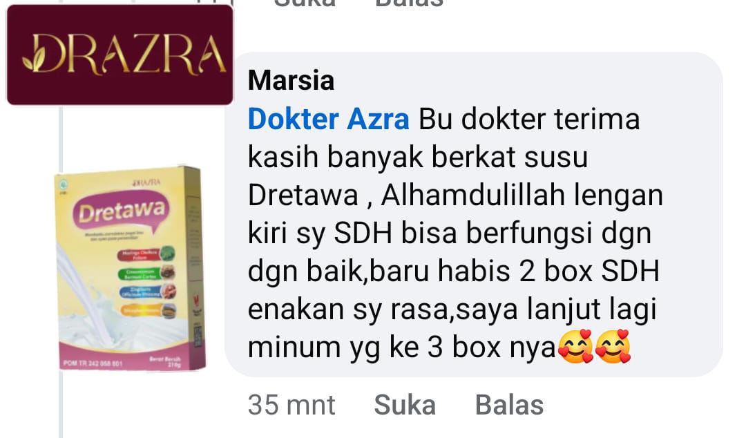 Testimoni pelanggan DRAZRA dari landing page Sahrini